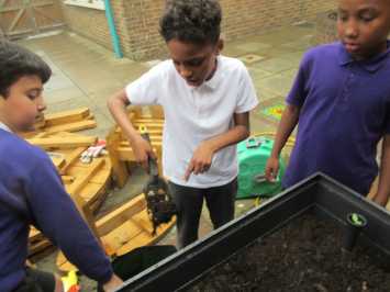 Digging for treasure in the school garden