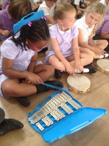 Playing the glockinspiel in Year 2