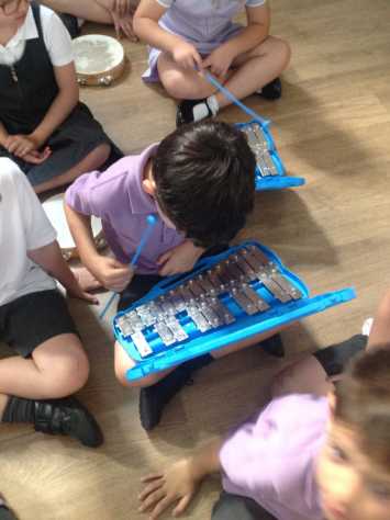 Playing the glockinspiel in Year 2